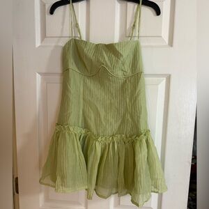 Peppermayo Light Green Textured Mini Dress